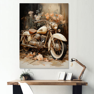 Vintage Motorcycle Melody - Motorcycle Canvas Wall Art